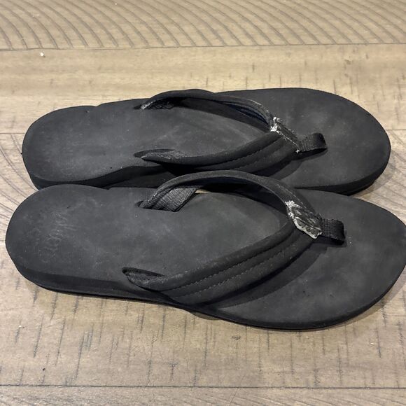 Womens Reef Sandals Flip Flops Shoes Size 6 Black Flat Comfort - Picture 5 of 6